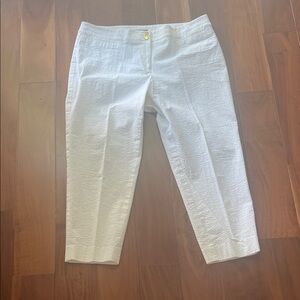 Jones New York White Textured Stretchable Cropped Pants